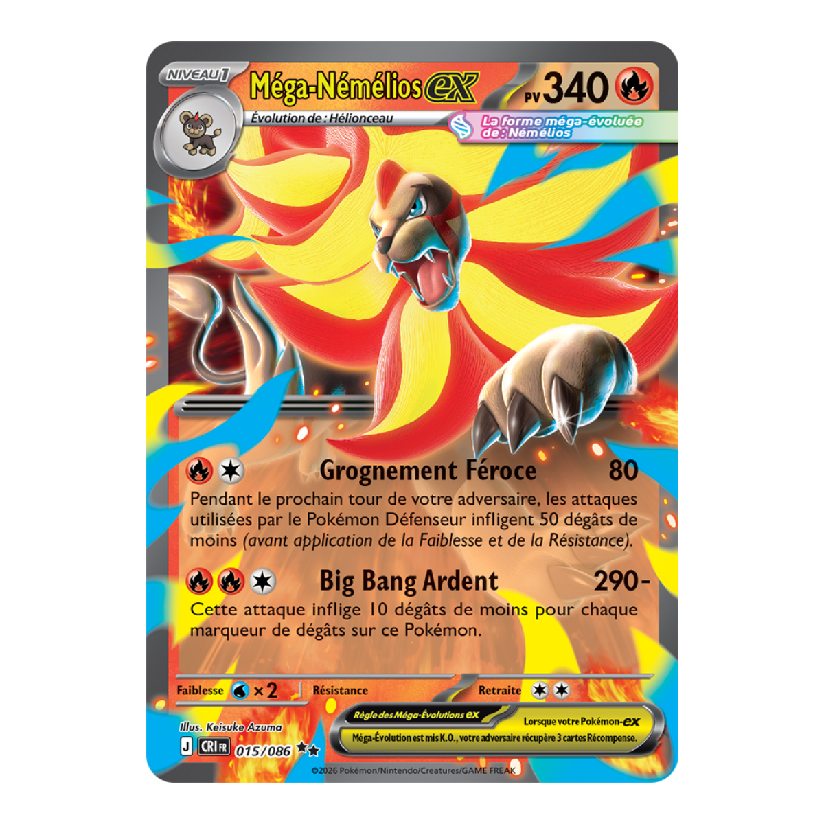 Méga-Némélios-ex - Double Rare 15/86 - ME04 - Pokémon - Méga-Évolution Chaos Ascendant