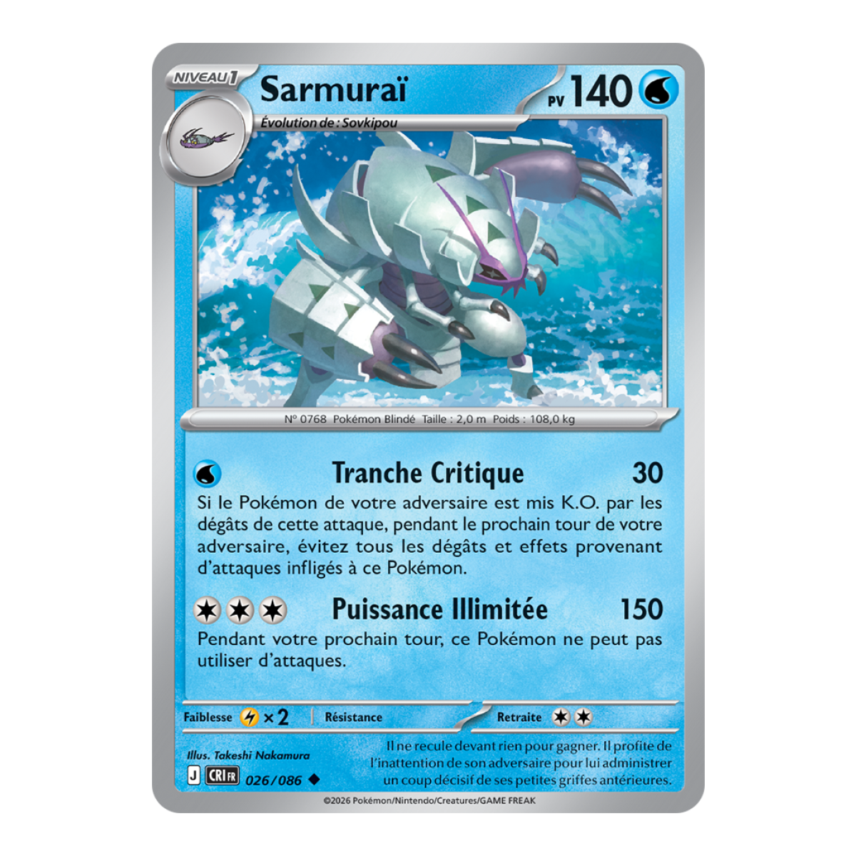 Sarmuraï - Peu Commune 26/86 - ME04 - Pokémon - Méga-Évolution Chaos Ascendant