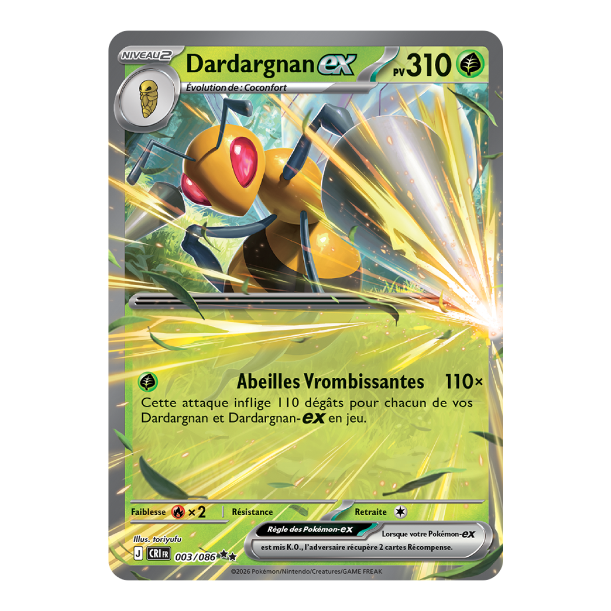 Dardargnan-ex - Double Rare 3/86 - ME04 - Pokémon - Méga-Évolution Chaos Ascendant