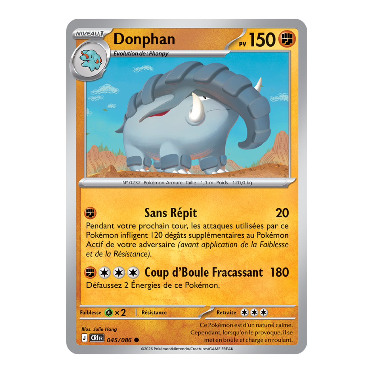 Donphan - Commune 45/86 - ME04 - Pokémon - Méga-Évolution Chaos Ascendant