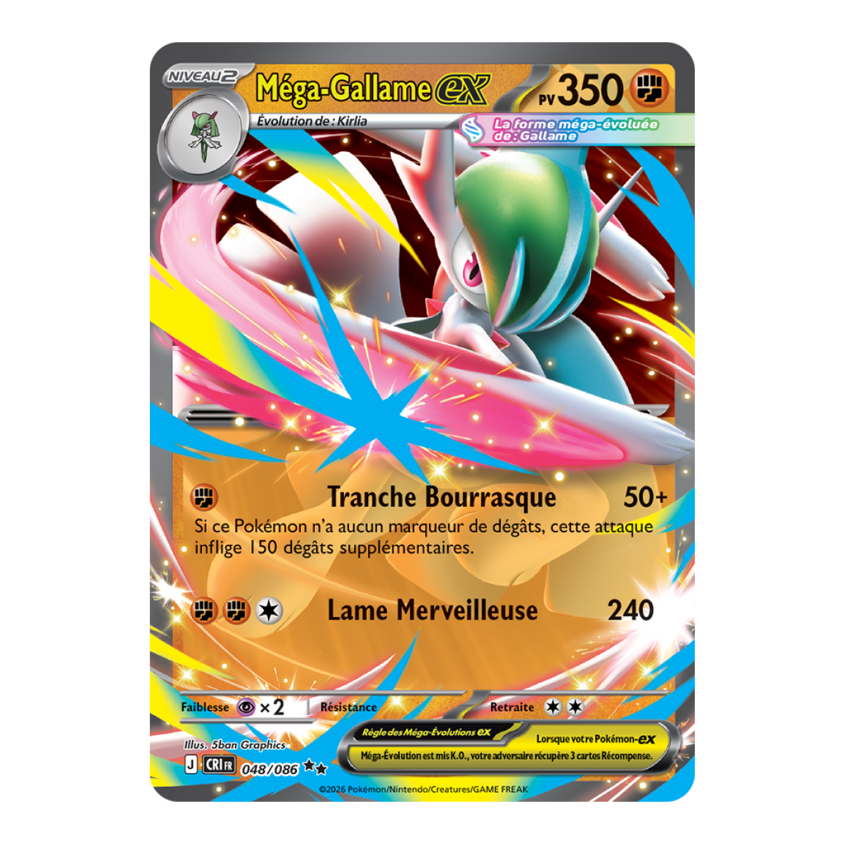 Méga-Gallame-ex - Double Rare 48/86 - ME04 - Pokémon - Méga-Évolution Chaos Ascendant