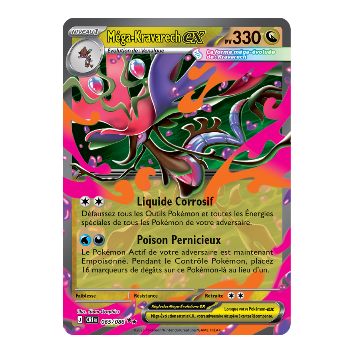 Méga-Kravarech-ex - Double Rare 65/86 - ME04 - Pokémon - Méga-Évolution Chaos Ascendant