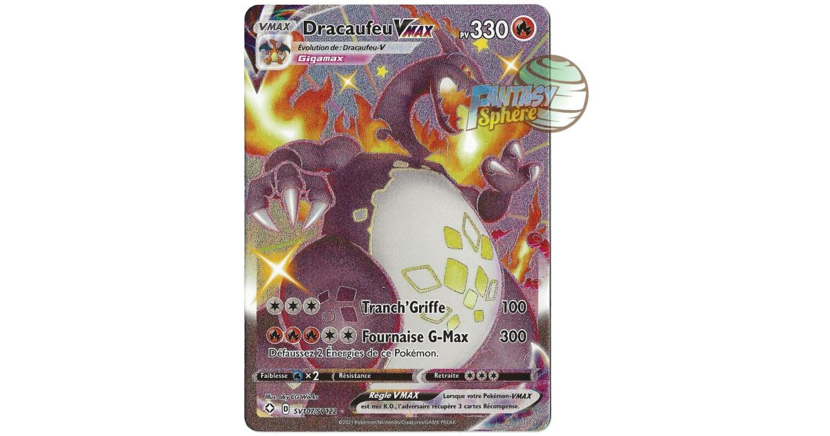 CARTE POKEMON DRACAUFEU Vmax Shiny Sv107/Sv122 Destinées Radieuses PCA