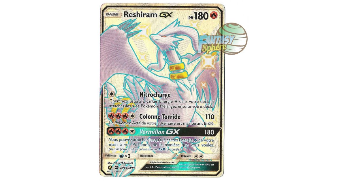 Pokémon - Reshiram GX FA - Hidden Fates SV51/SV94 Graded Card - Pokémon-643215