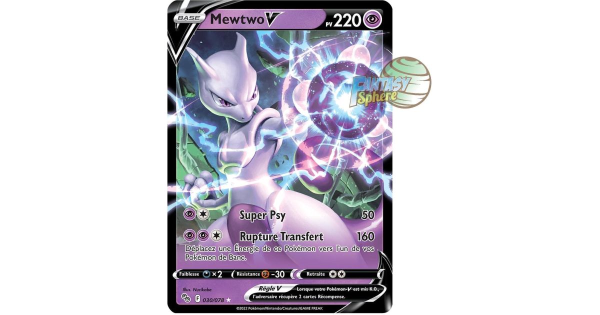 Coffret 10 Cartes Pokémon Mewtwo V 30/78 Ultraboost X Épée Et Bouclier 10.5 Pokémon GO - Français