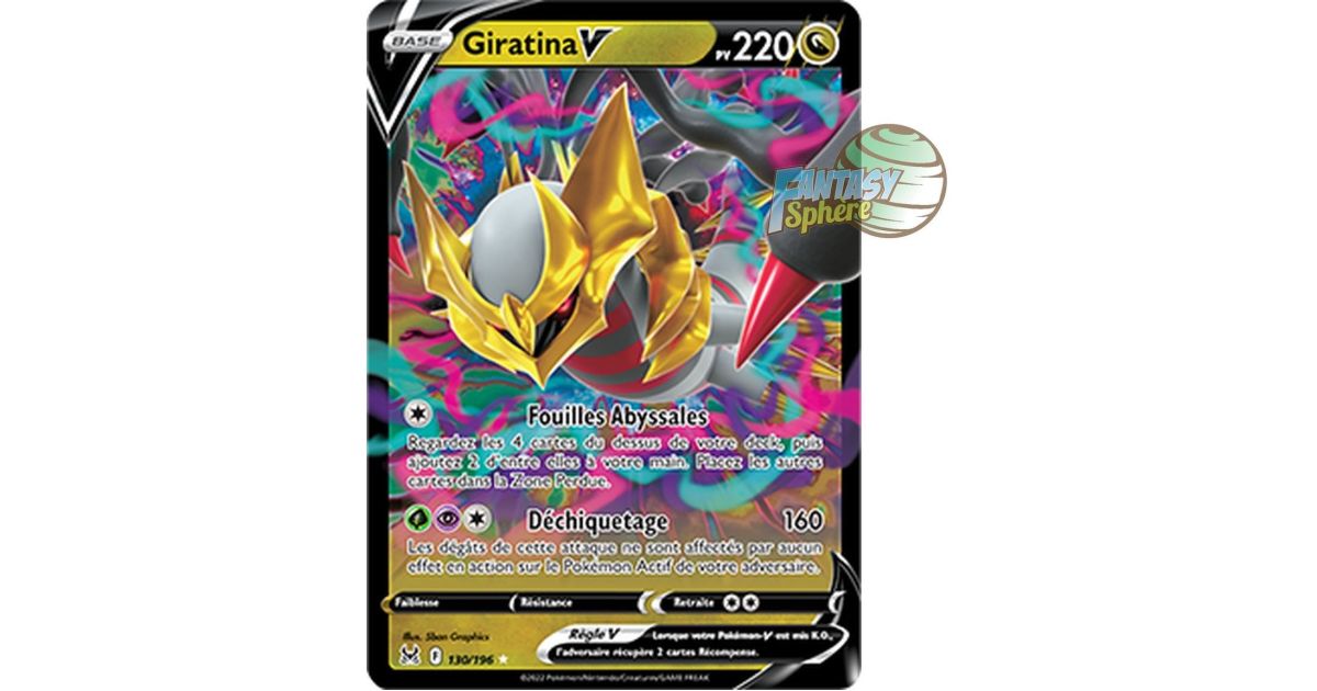 Giratina V 185/196 Full Art Myboost X Sword and Shield 11 Lost Origin - Box of 10 French Pokémon Cards Giratina V 185/196 Full Art Myboost X Sword and Shield 11 Lost Origin - Box of 10 French Pokémon Cards