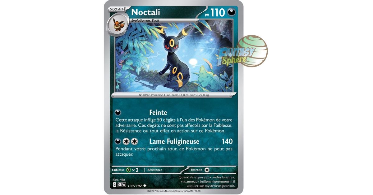 Coffret Myboost X – Noctali 130/197 Reverse – 10 Cartes Pokémon Françaises – Écarlate Et Violet Flammes Obsidiennes