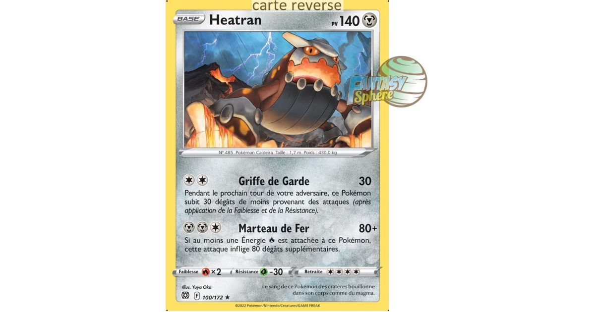 Heatran Reverse 100/172 Epee et Bouclier 9 Stars Etincelantes