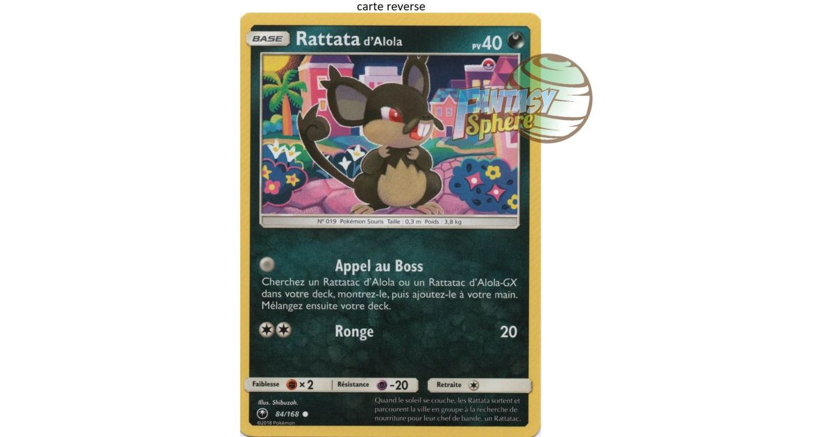 Rattata d'Alola - Reverse 84/168 - Soleil et Lune 7 Tempête Céleste ...