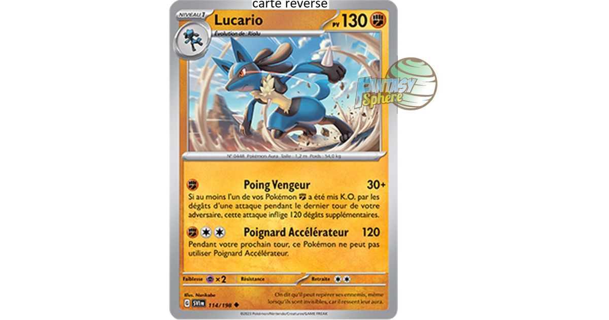 Lucario 114/198 Ecarlate et Violet carte Pokemon Lucario 114/198 Ecarlate et Violet carte Pokemon