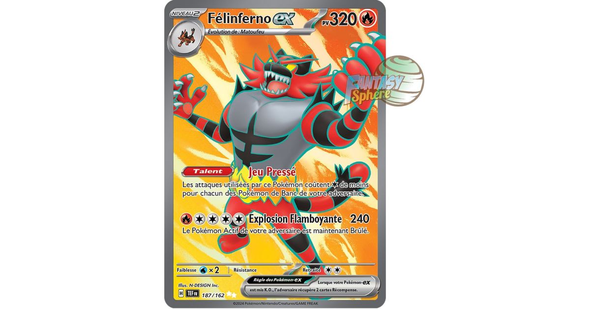 Félinferno EX - Ultra Rare 187/162 - Ecarlate et Violet Forces ...
