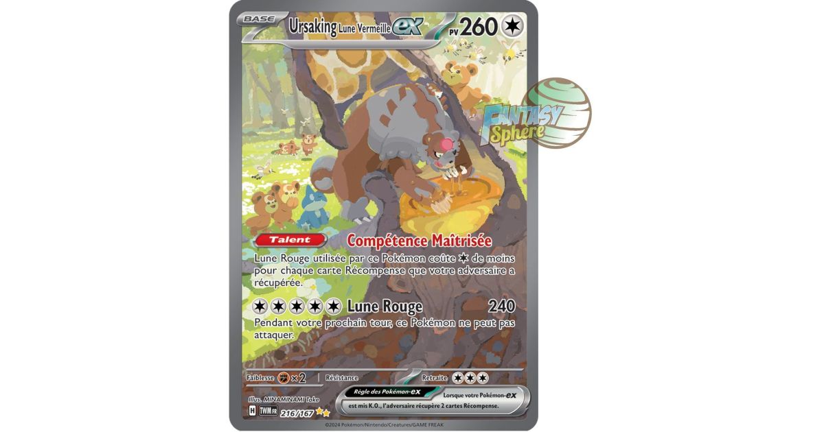 Carte Pokémon Ursaking Lune Vermeille Ex 141/167 EV6 Mascarade Crépusculaire