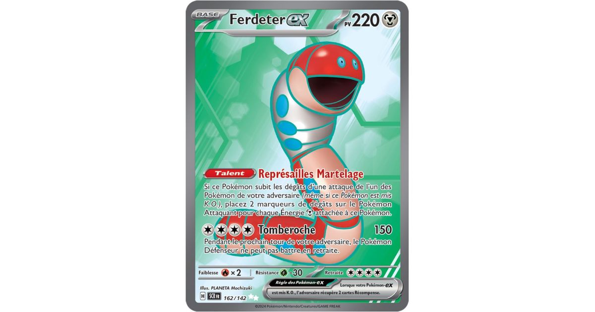 Card Collection – Ferdeter Ex 162/142 Ultra Rare (UR) – Pokémon Écarlate Et Violet – Couronne Stellaire – Carte Neuve Sous Sleeve