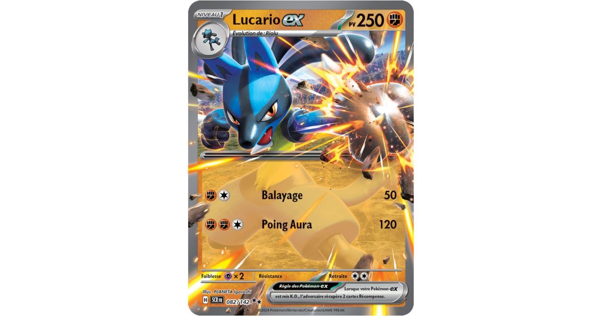 Carte Pokémon Lucario Ex 082/142 Couronne Stellaire - Ultra Rare, Authentifiée Titan Cards, Collection Ou Jeu