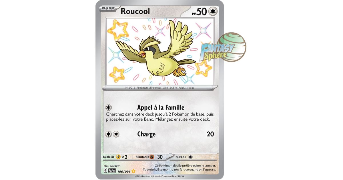 Roucool 196/091 Chromatique Secrète – Coffret Myboost X Écarlate Et Violet 4.5 Destinées De Paldea, 10 Cartes Pokémon Françaises