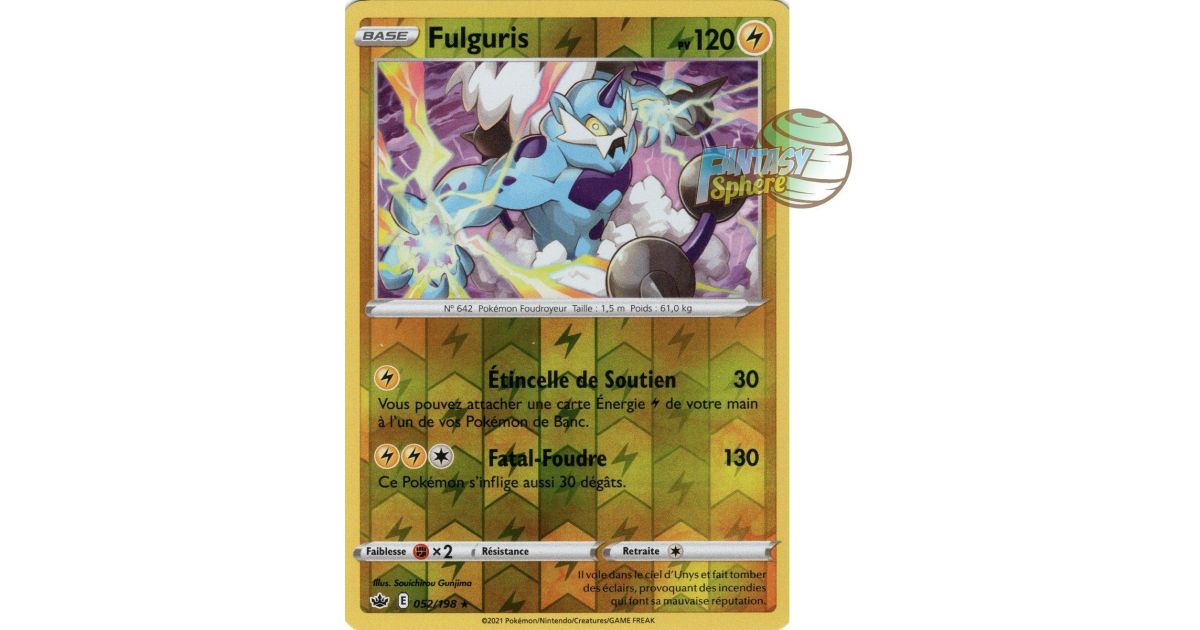 Carte Pokémon HOLO Fulguris 052/198 EB06 Epée & Bouclier Règne de Glace FR NEUF