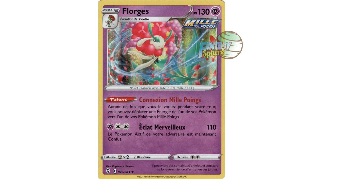 Pokemon Florges Rarest Color Florges - Holo Rare 73/203 - Epee et Bouclier 7 Evolution Celeste ...