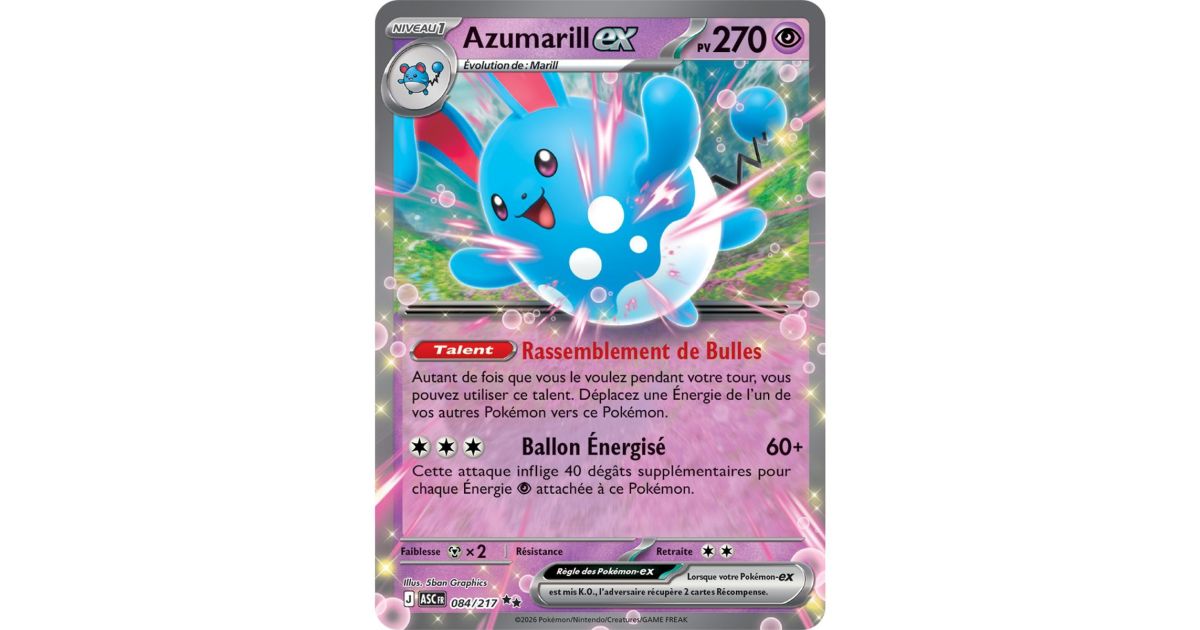 Azumarill EX - Double Rare 84/217 - ME02.5 - Pokémon - Méga-Évolution ...