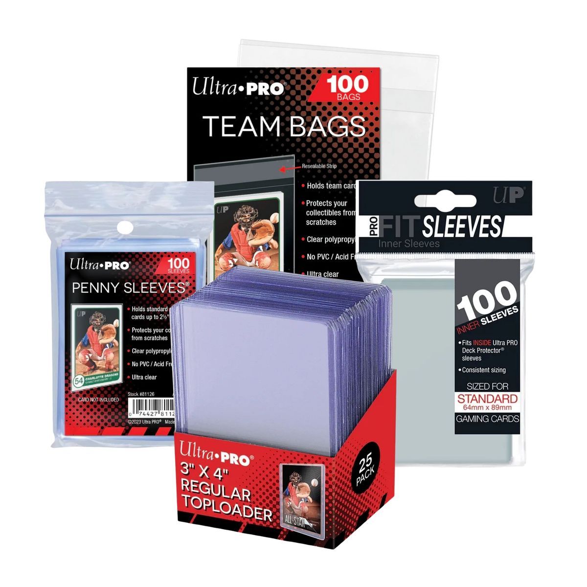 Pack Protection Collection - Ultra Pro (4 Pièces : Pro-Fit, Top Loader, Soft Sleeves, Team Bags)