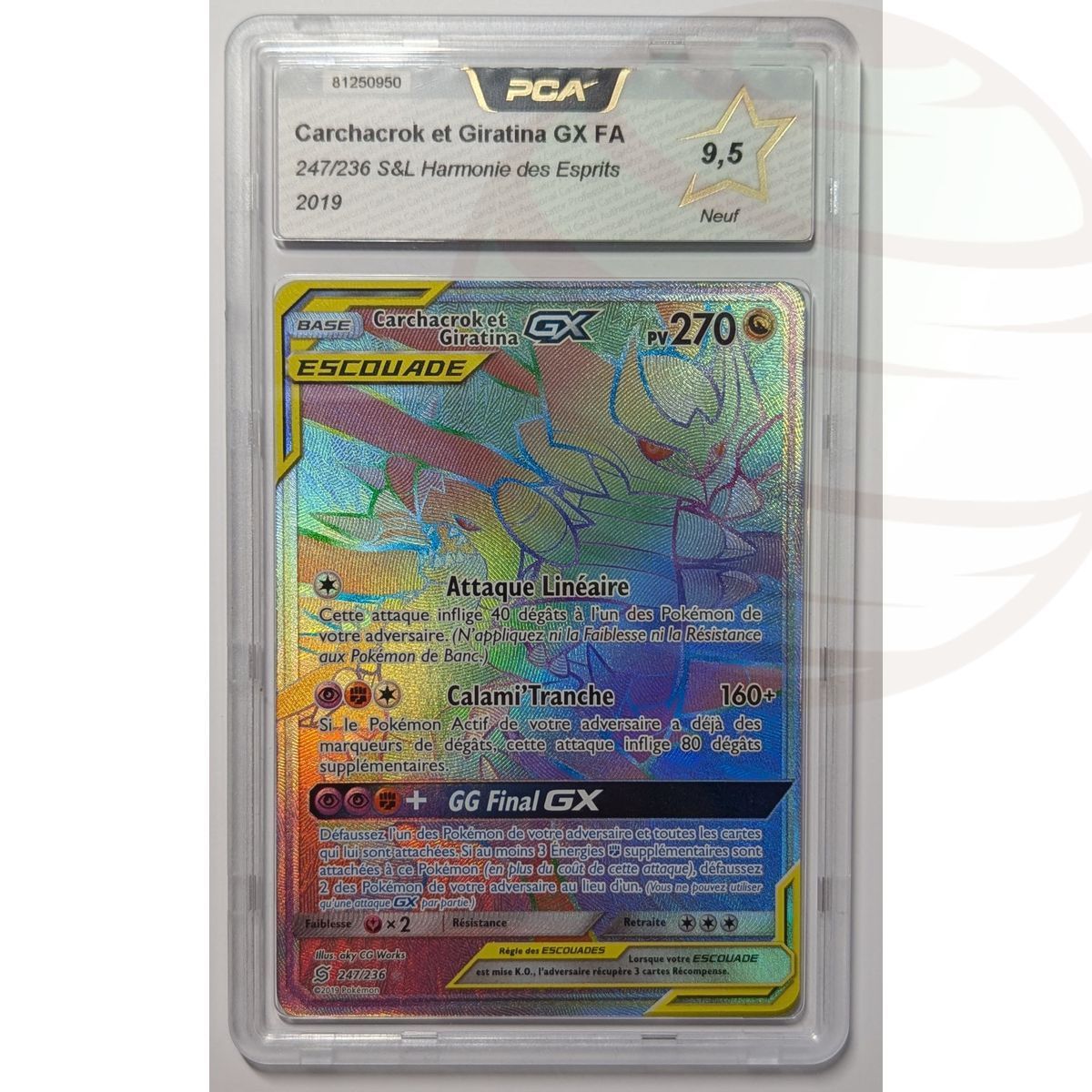 [PCA 9,5 - Neuf] - Carte Gradée - Carchacrok & Giratina GX FA 247/236 - S&L Harmonie des Esprits - 2019 - Pokémon - Français