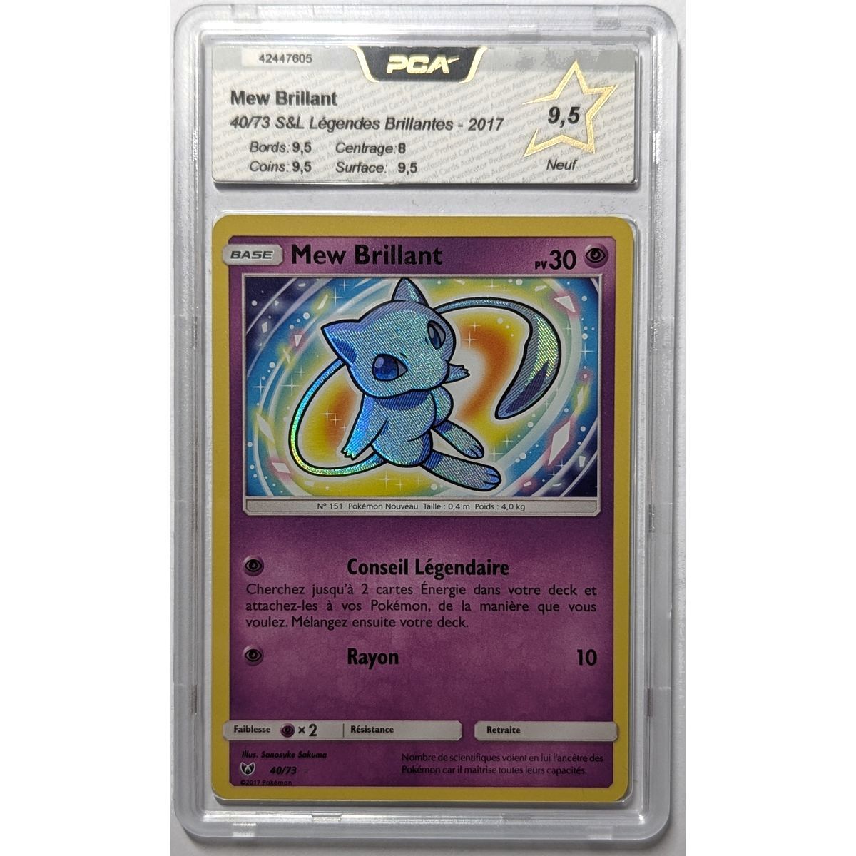 Item [PCA 9,5 - Neuf] - Carte Gradée - Mew Brillant 40/73 - S&L Légendes Brillantes - 2017 - Pokémon - Français