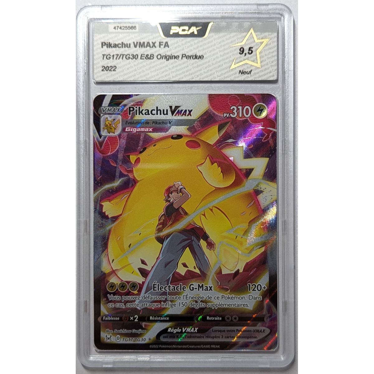 Item [PCA 9,5 - Neuf] - Carte Gradée - Pikachu VMAX FA TG17/TG30 - E&B Origine Perdue - 2022 - Pokémon - Français