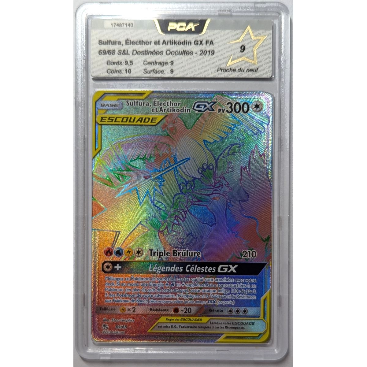 Item [PCA 9 - Proche du neuf] - Carte Gradée - Sulfura, Electhor et Artikodin GX FA 69/68 - S&L Destinées Occultes - 2019 - Pokémon - Français