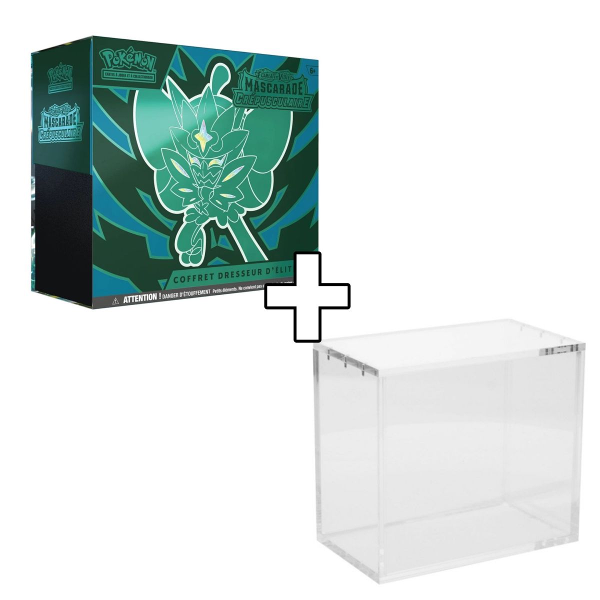 Pokémon - Pack - Coffret Dresseur d'Elite ETB - Ecarlate et Violet - Mascarade Crépusculaire -[SV06 - EV06] + Protection Elite Trainer Box ETB Plexiglass - FR