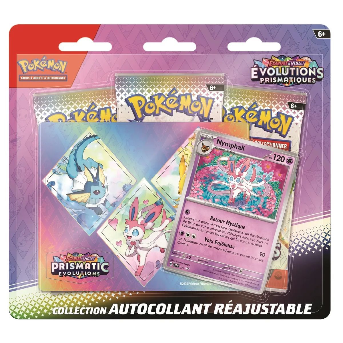 photo Tri-Pack - 3 Boosters - Collection Autocollant : Nymphali/Givrali/Phyllalli - Ecarlate et Violet - Evolutions Prismatiques [SV8.5][EV08.5] - Pokémon - FR 🇫🇷 (Modèle Aléatoire)