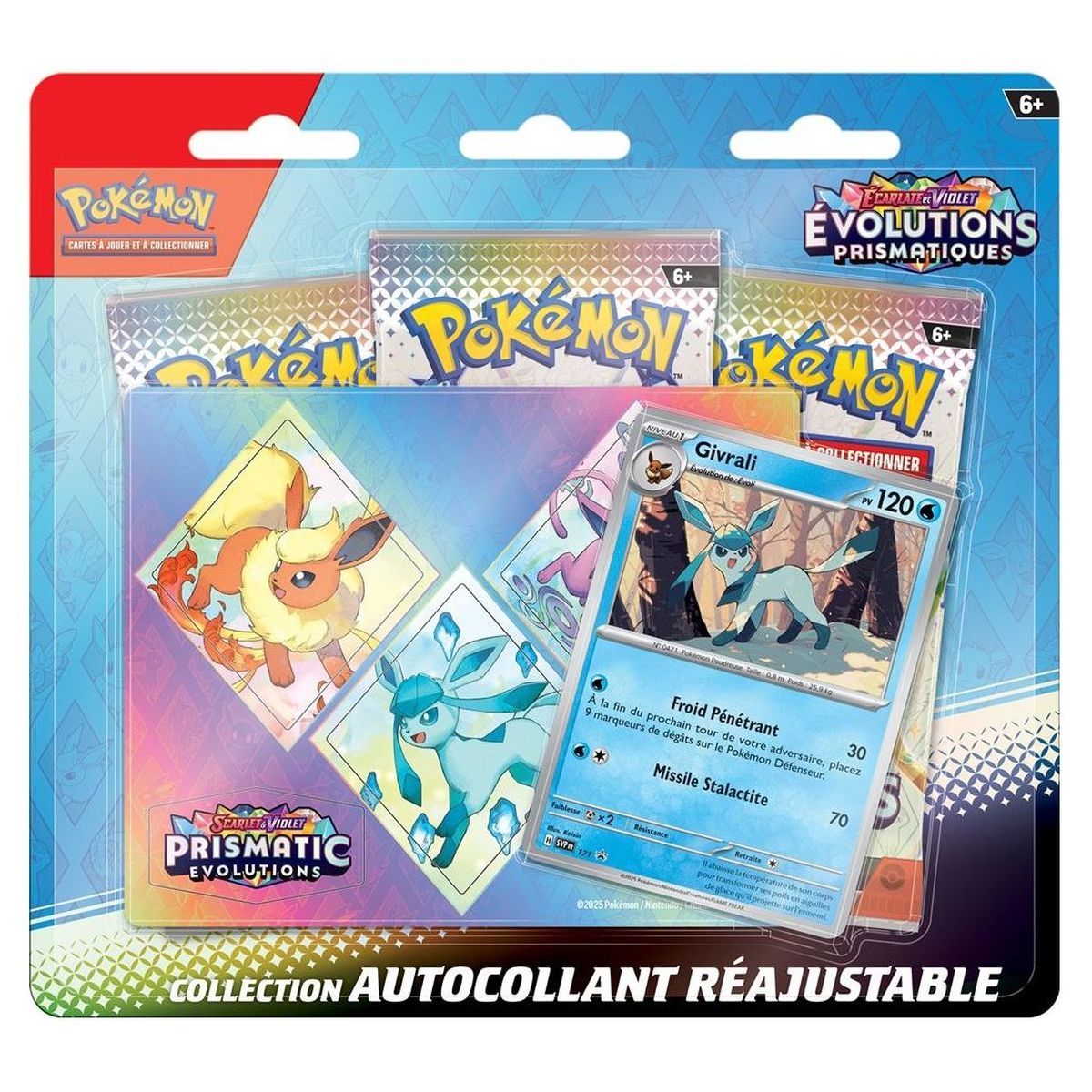 Tri-Pack - 3 Boosters - Collection Autocollant : Nymphali/Givrali/Phyllalli - Ecarlate et Violet - Evolutions Prismatiques [SV8.5][EV08.5] - Pokémon - FR 🇫🇷 (Modèle Aléatoire)