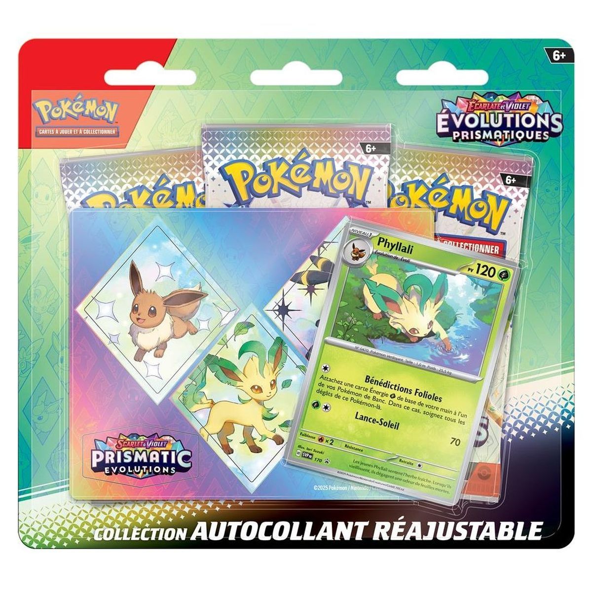 Tri-Pack - 3 Boosters - Collection Autocollant : Nymphali/Givrali/Phyllalli - Ecarlate et Violet - Evolutions Prismatiques [SV8.5][EV08.5] - Pokémon - FR 🇫🇷 (Modèle Aléatoire)
