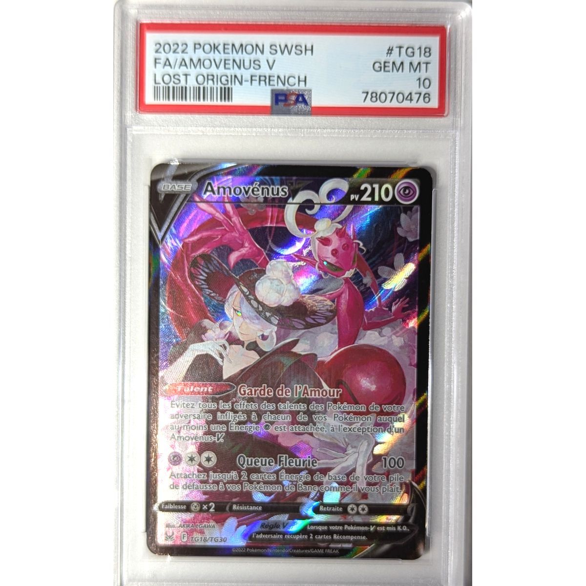 [PSA 10 - Gem Mint] - Carte Gradée - Amovénus V TG18/TG30 - Epee & Bouclier : Origine Perdue - 2022 - Pokémon - Français