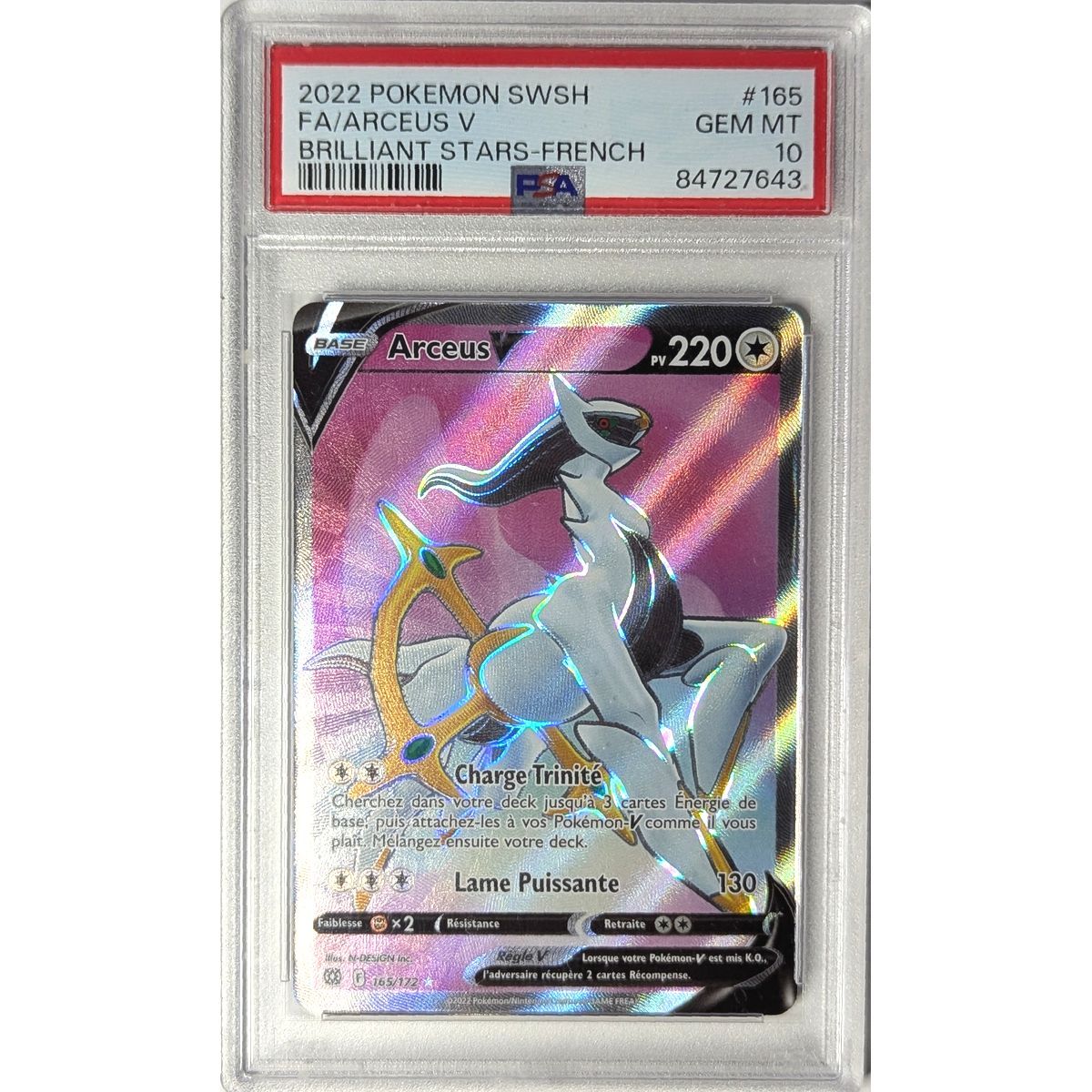 [PSA 10 - Gem Mint] - Carte Gradée - Arceus VSTAR 165/172 - Epee & Bouclier : Stars Etincelantes - 2022 - Pokémon - Français