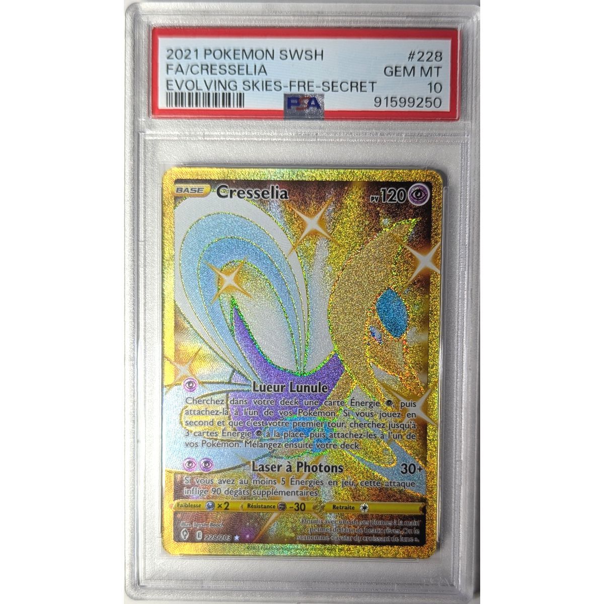[PSA 10 - Gem Mint] - Carte Gradée - Cresselia 228/203 - Epee & Bouclier : Evolution Celeste - 2021 - Pokémon - Français