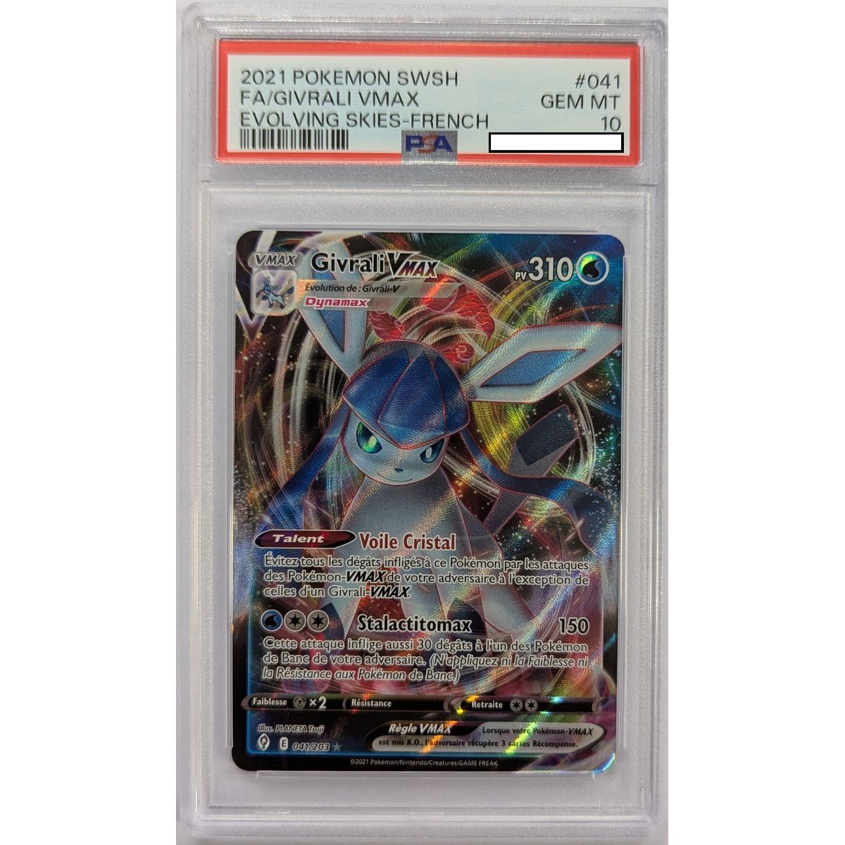 [PSA 10 - Gem Mint] - Carte Gradée - Givrali VMAX 041/203 - Epee & Bouclier : Evolution Céleste - 2021 - Pokémon - Français