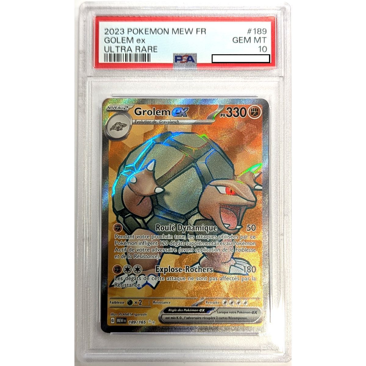 [PSA 10 - Gem Mint] - Carte Gradée - Grolem EX 189/165 - Ecarlate & Violet : Pokémon 151 - 2023 - Pokémon - Français