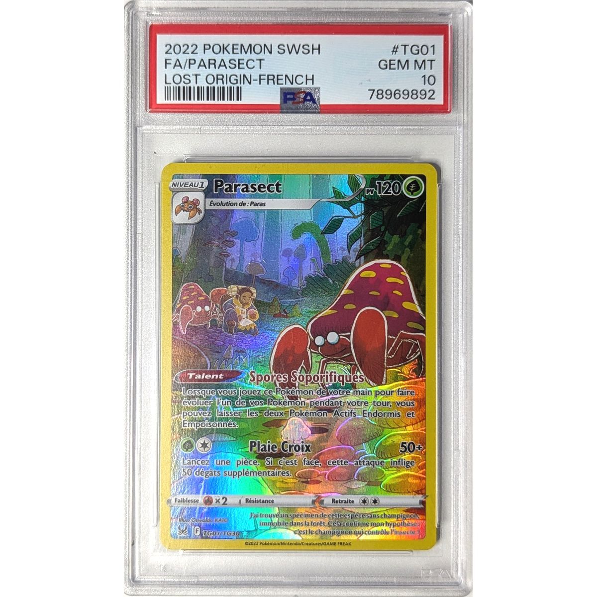 [PSA 10 - Gem Mint] - Carte Gradée - Parasect TG01/TG30 - Epee & Bouclier : Origine Perdue - 2022 - Pokémon - Français
