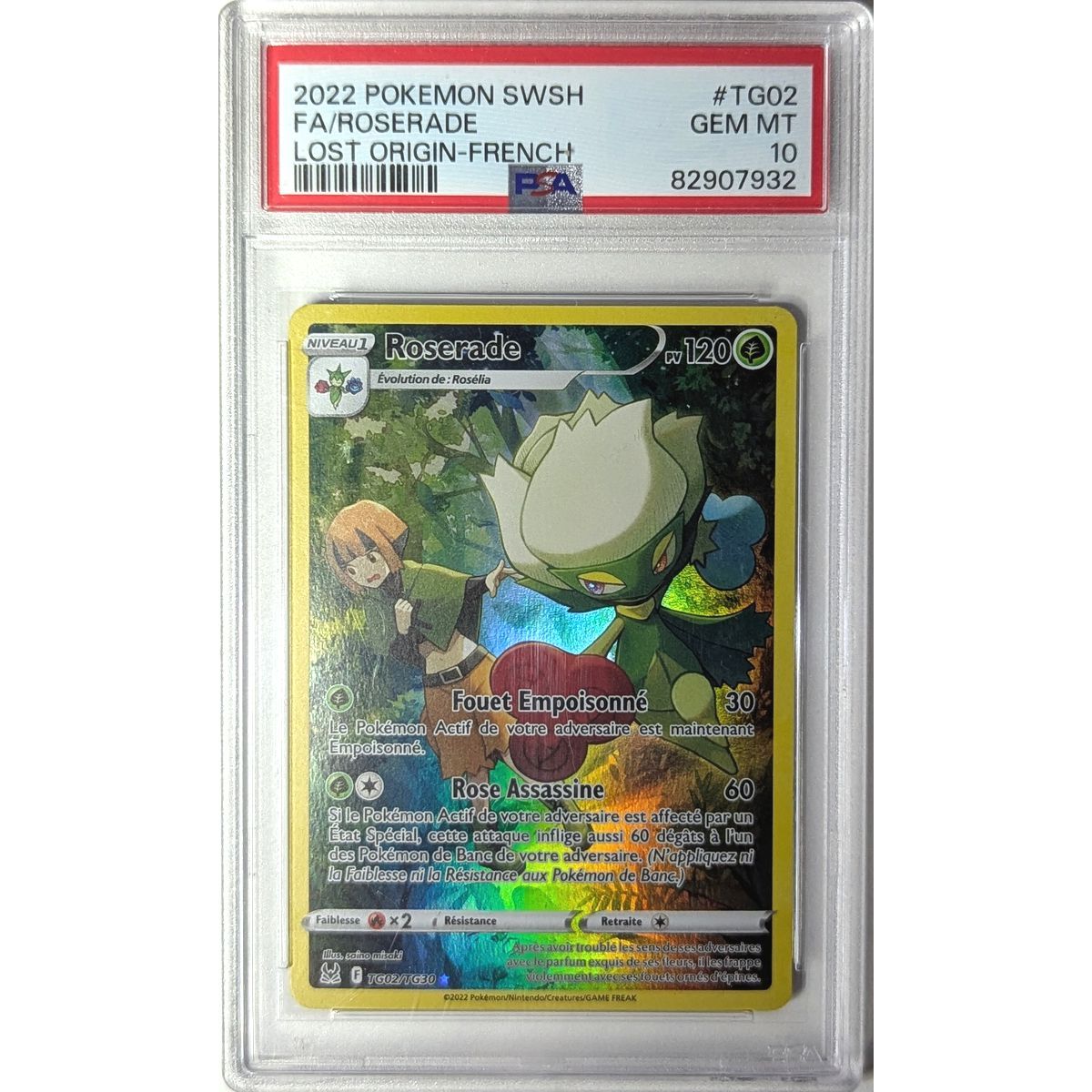 [PSA 10 - Gem Mint] - Carte Gradée - Roserade TG02/TG30 - Epee & Bouclier : Origine Perdue - 2022 - Pokémon - Français