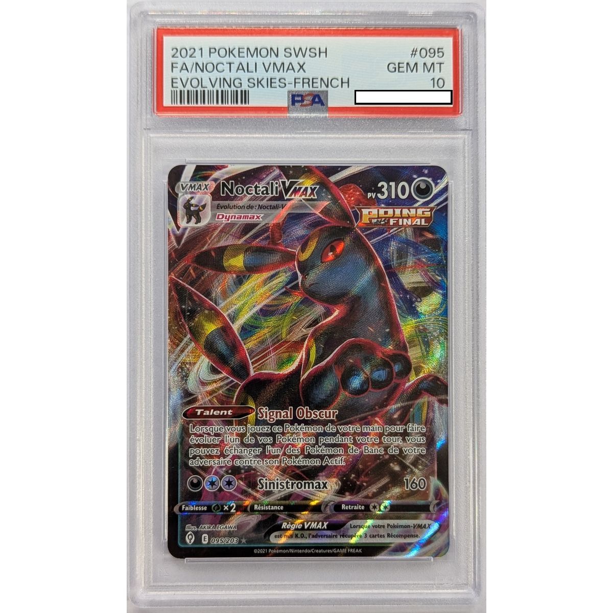 [PSA 10 - Gem Mint] - Carte Gradée - Umbreon Vmax 095/203 - Epee & Bouclier : Evolution Céléeste - 2021 - Pokémon - Français