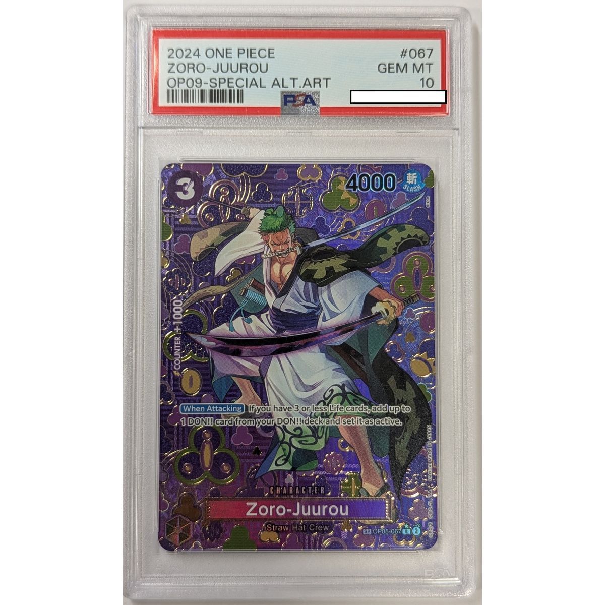 [PSA 10 - Gem Mint] - Carte Gradée - Zoro-Juurou OP05-067 - OP09 Emperors in the New World - 2024 - One Piece - Anglais