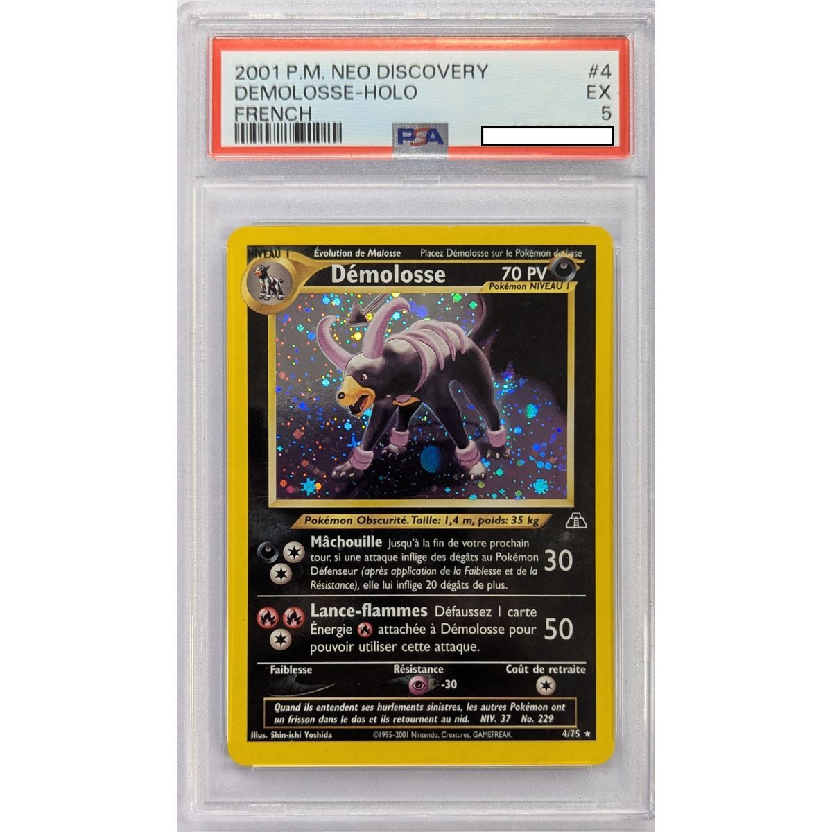 [PSA 5 - EX] - Carte Gradée - Démolosse 4/75 - Neo Discovery - 2001 - Pokémon - Français