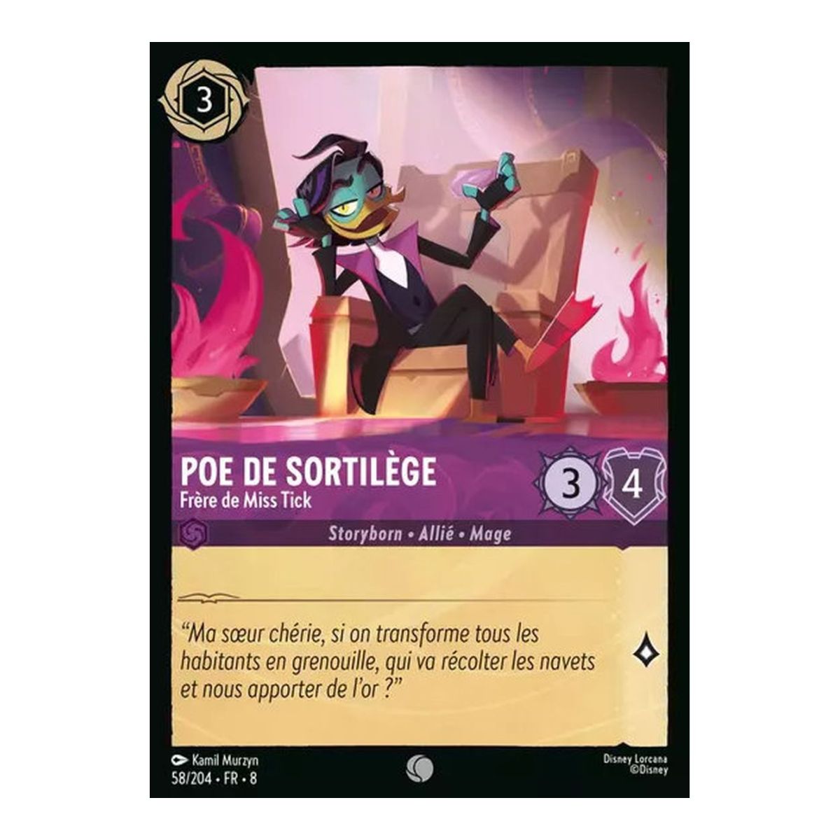 Poe De Sortilège, Frère de Miss Tick - 58/204 - ROJ - Le Règne de Jafar - Brillante - Premium - Français