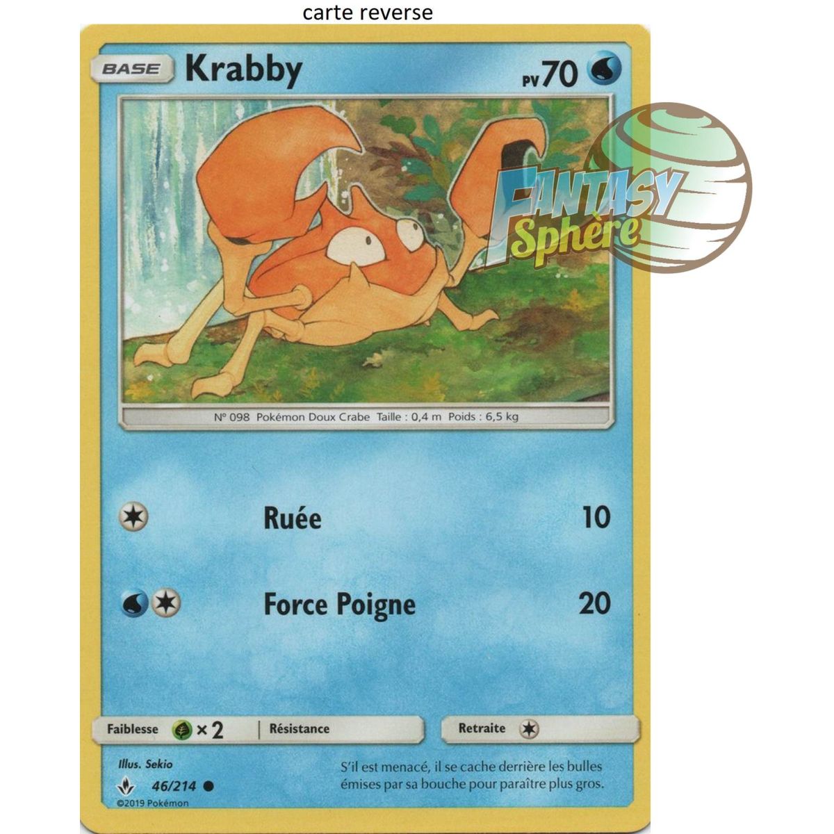 Item Krabby - Reverse 46/214 - Soleil et Lune 10 Alliance Infaillible