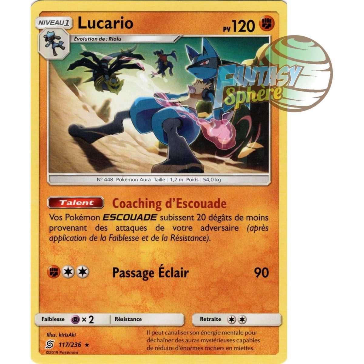 Item Lucario - Rare 117/236 - Soleil et Lune 11 Harmonie des Esprits