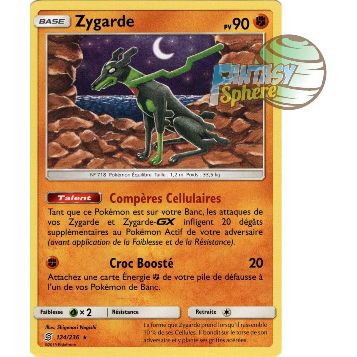 Item Zygarde - Rare 124/236 - Soleil et Lune 11 Harmonie des Esprits