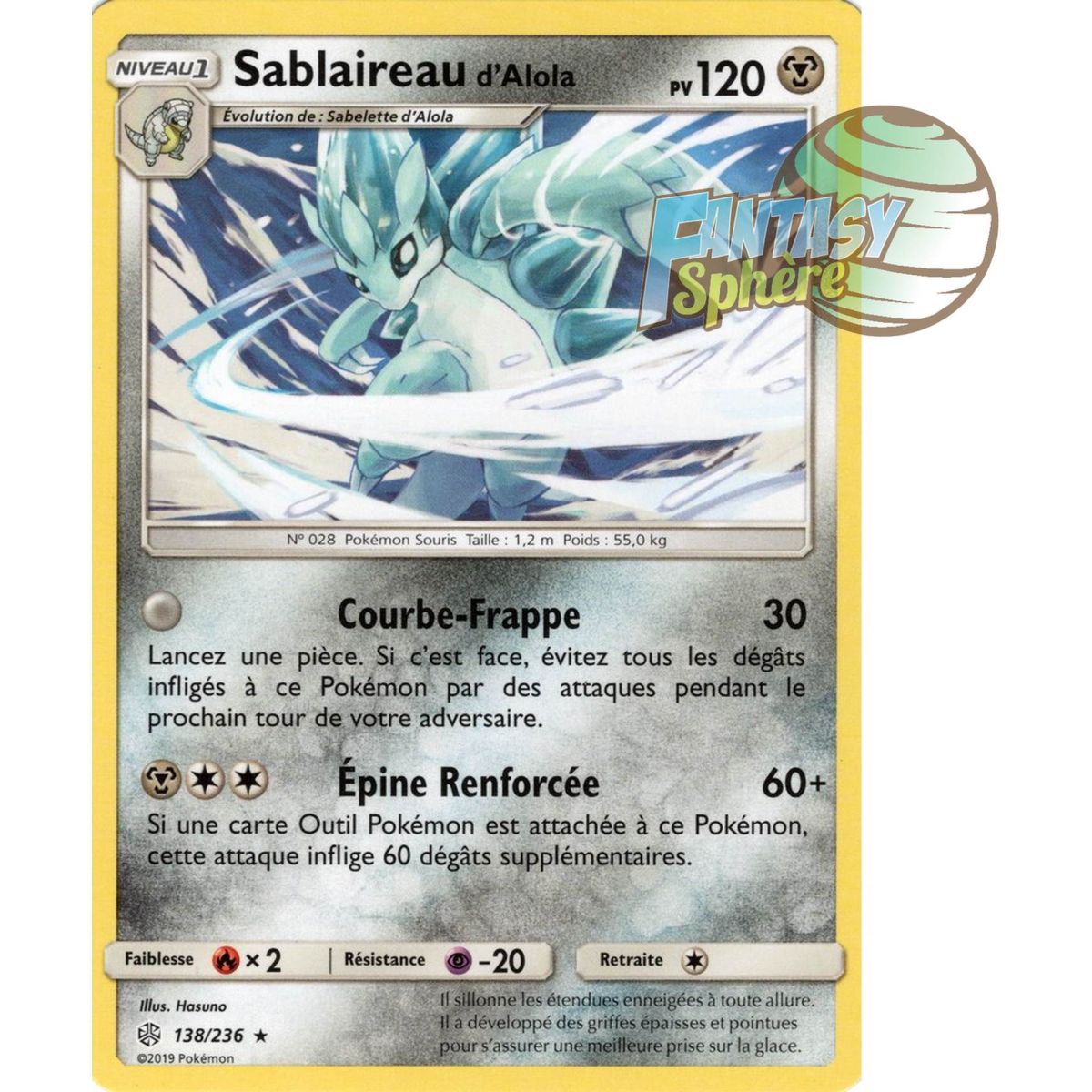 Item Sablaireau d'Alola - Rare 138/236 - Soleil et Lune 12 Éclipse Cosmique