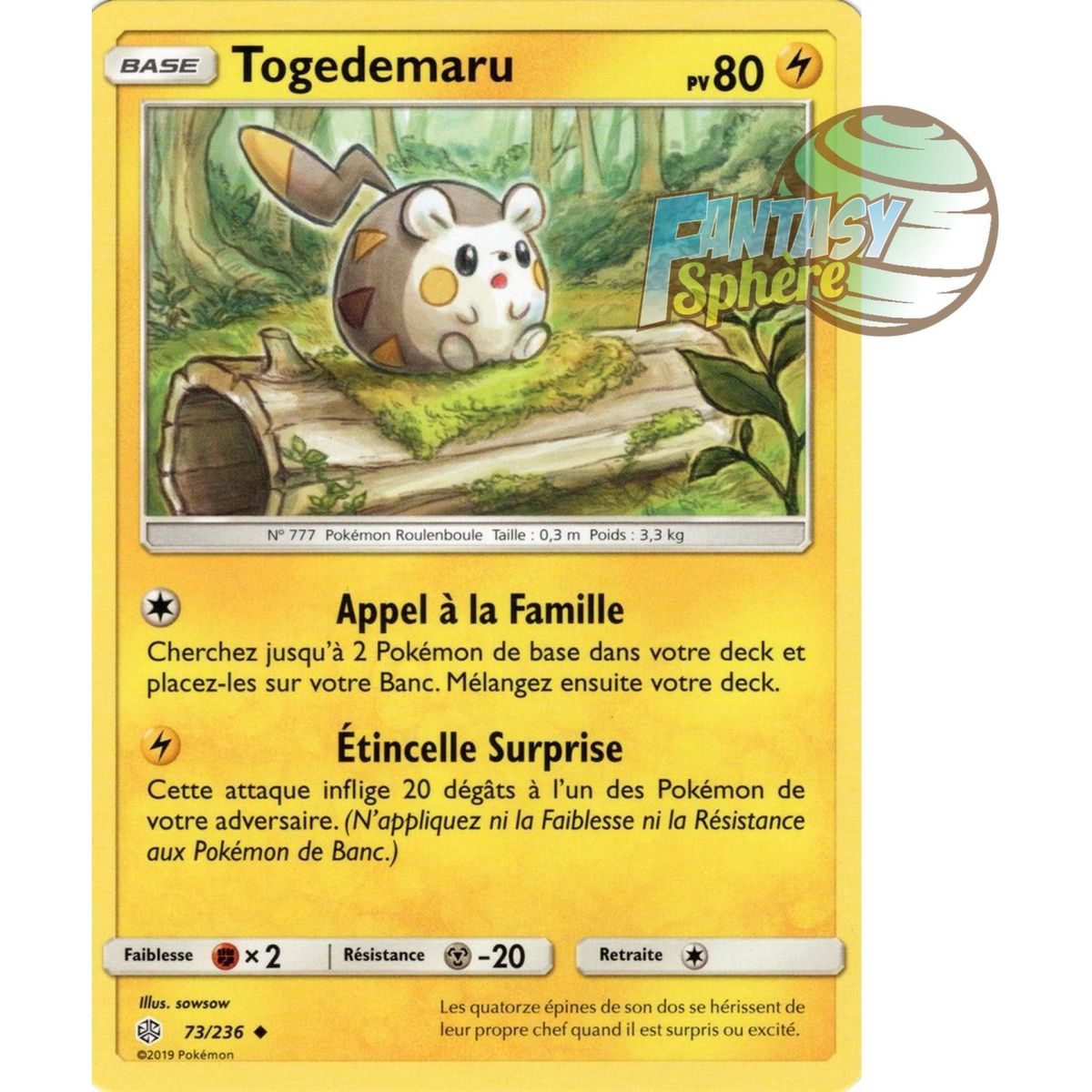 Togedemaru - Peu commune 73/236 - Soleil et Lune 12 Éclipse Cosmique