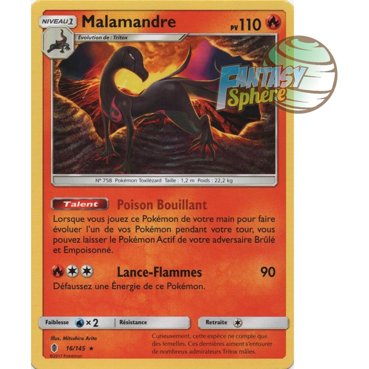 Item Malamandre - Rare 16/145 - Soleil et Lune 2 Gardiens Ascendants