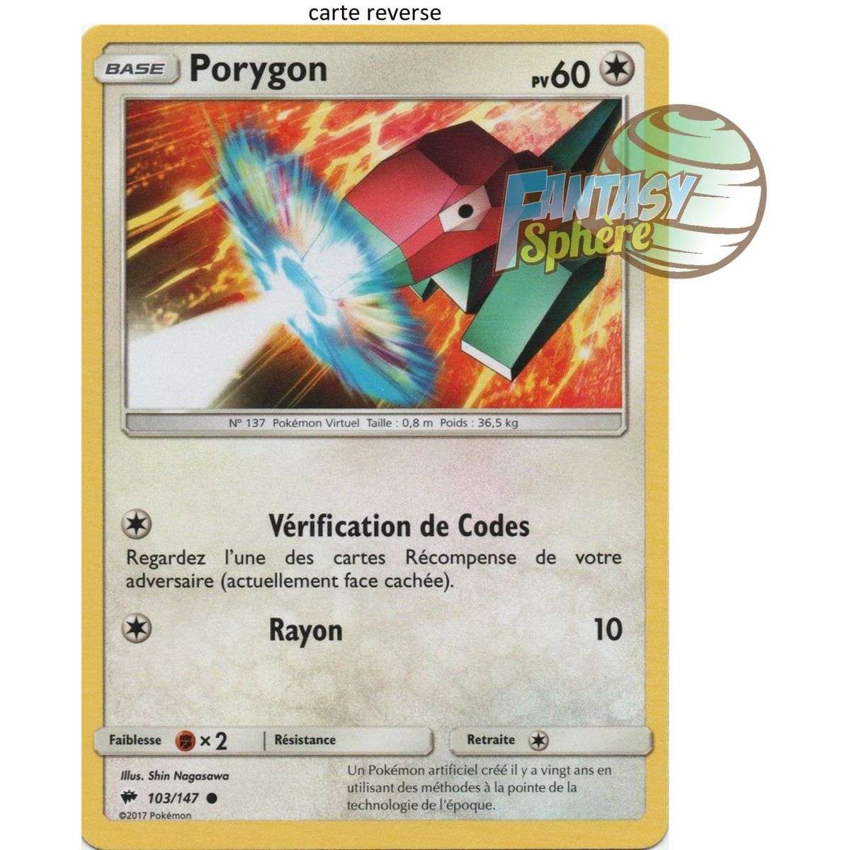 Item Porygon - Reverse 103/147 - Soleil et Lune 3 Ombres Ardentes