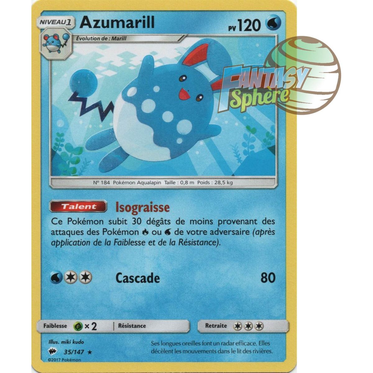 Item Azumarill - Rare 35/147 - Soleil et Lune 3 Ombres Ardentes